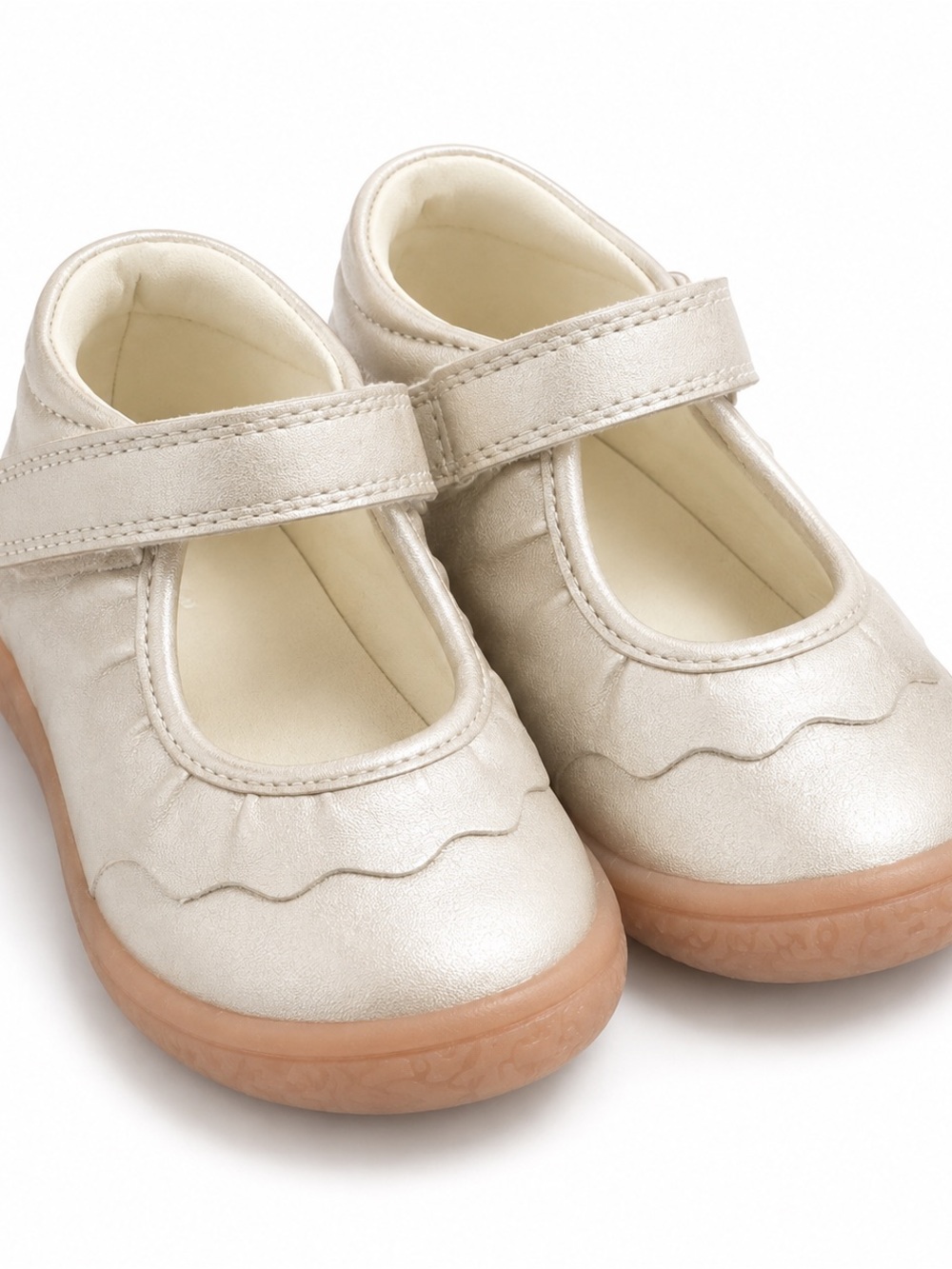OOMPHIES Amina Gold Mary Jane Shoes Toddler Girl Size 7 EUC